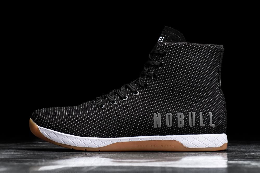 NOBULL High-Top Gum Superfabric Uzun Spor Ayakkabı Erkek - Siyah Beyaz - Turkiye (AKI-390742)